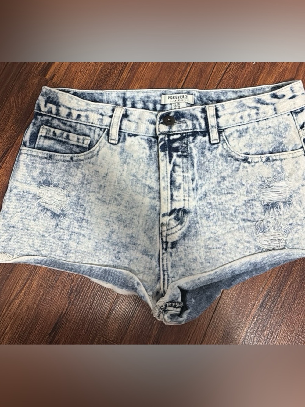 Forever 21 Acid Wash Light Blue Denim Cutoff Shorts